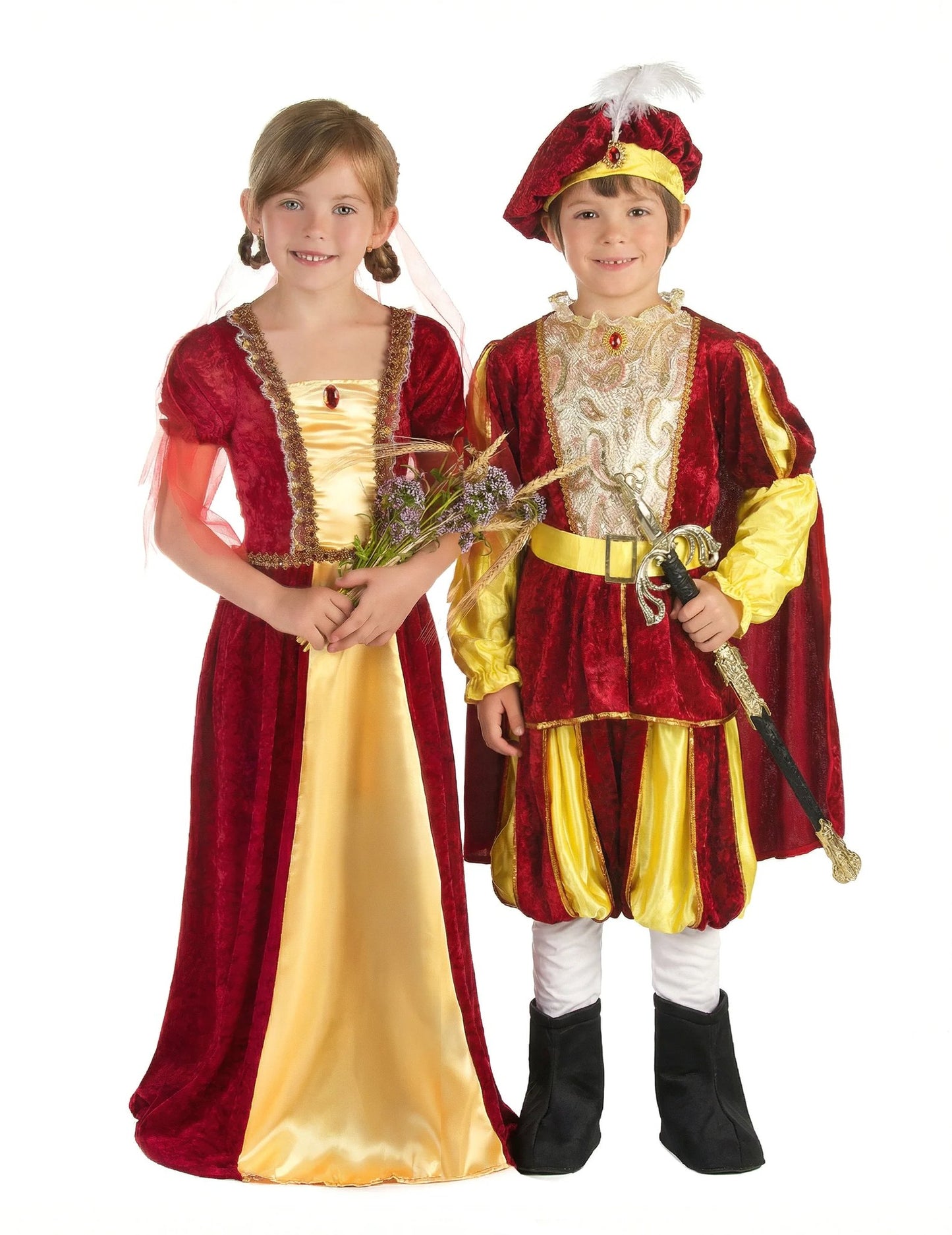 Costum de cuplu rege și contesă medievală pentru copii