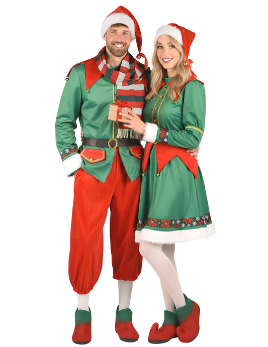 Costum de cuplu elfi de Crăciun de lux pentru adulți