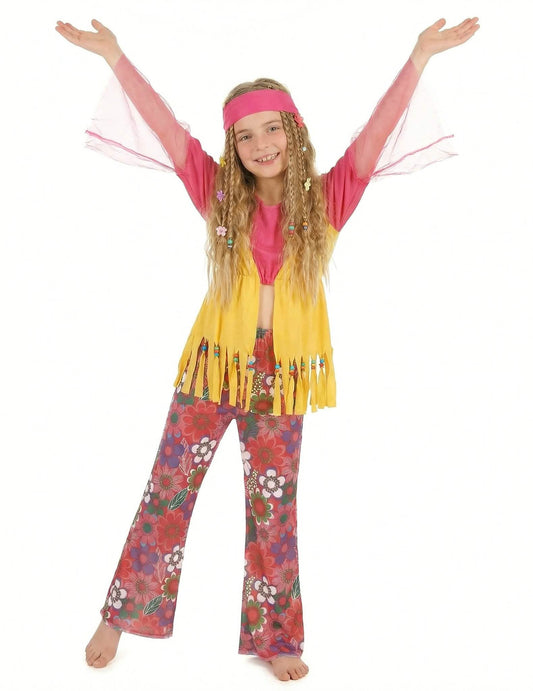 Costum de cuplu hippie multicolor mamă și fiică