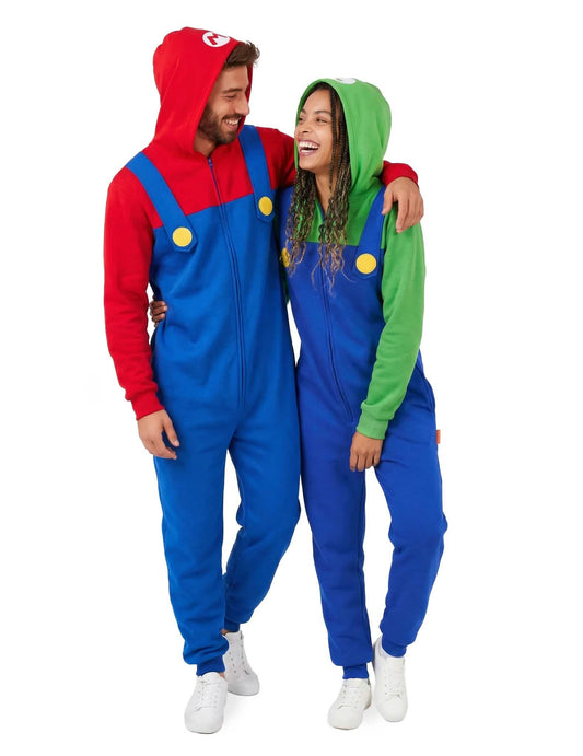 Costum de cuplu salopetă Luigi și Mario pentru adulți