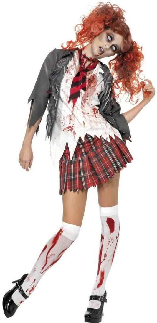 Pachet costum și accesoriu de zombie școlăriță pentru femei