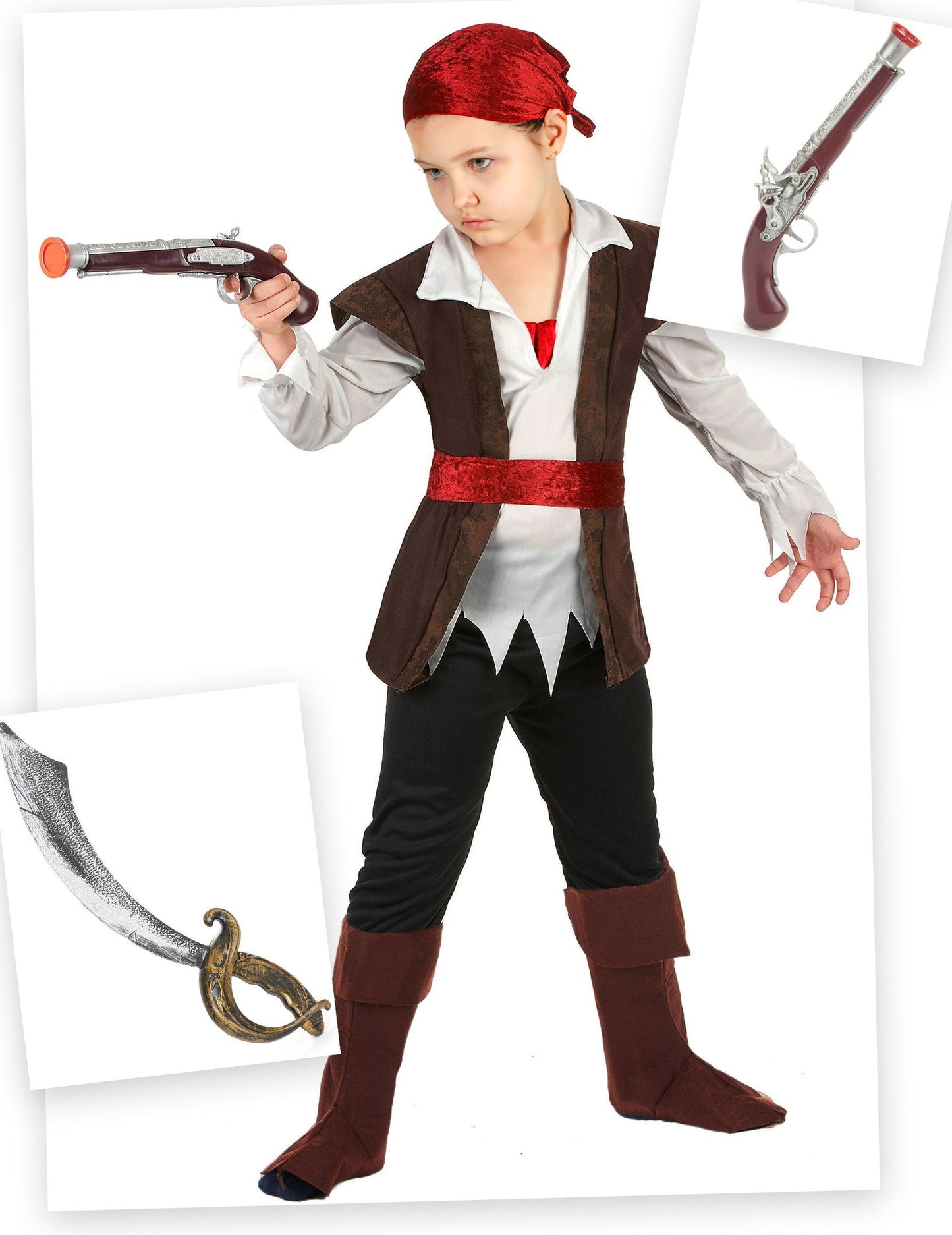 Pack déguisement de pirate garçon avec sabre et pistolet