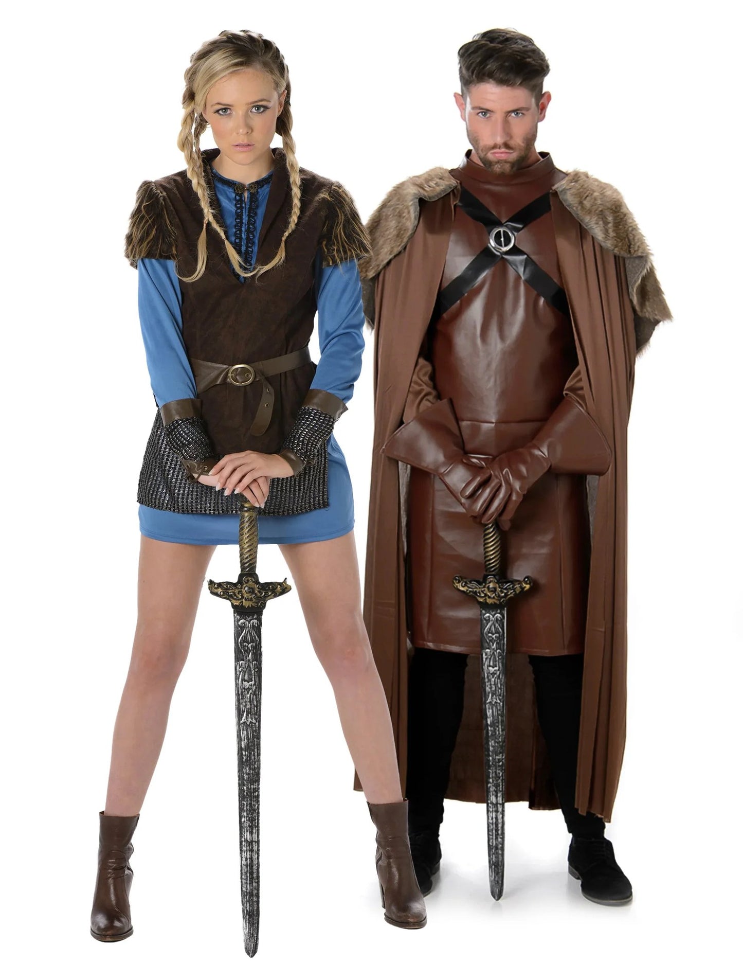 Costum de cuplu viking albastru pentru adulți