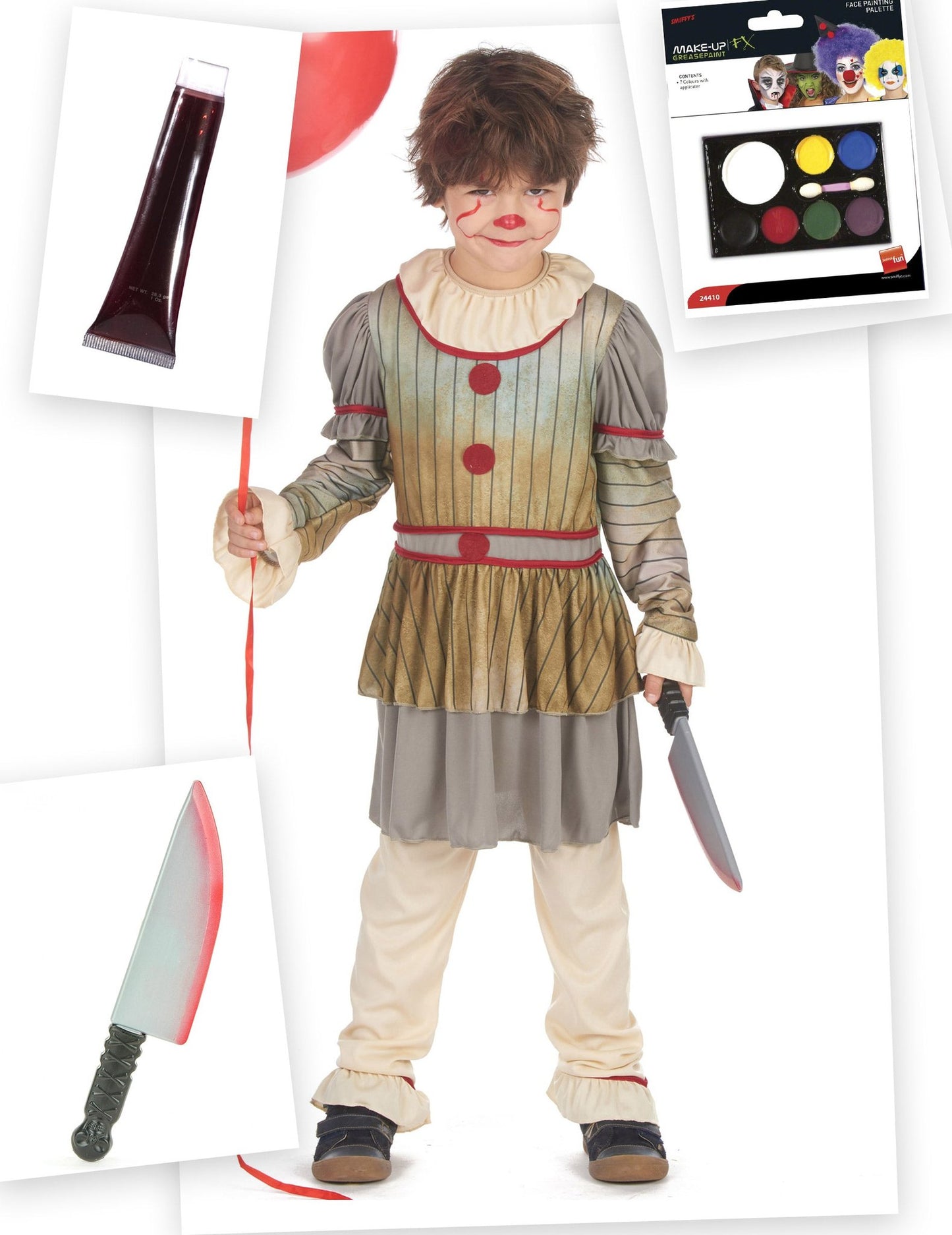 Pachet costum de clovn înfricoșător Halloween băiat