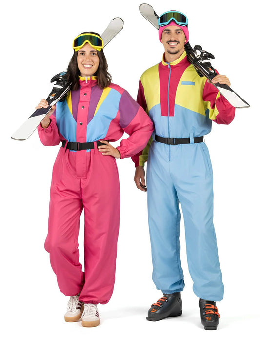 Costum cuplu combinezoane de schi vintage pentru adulți