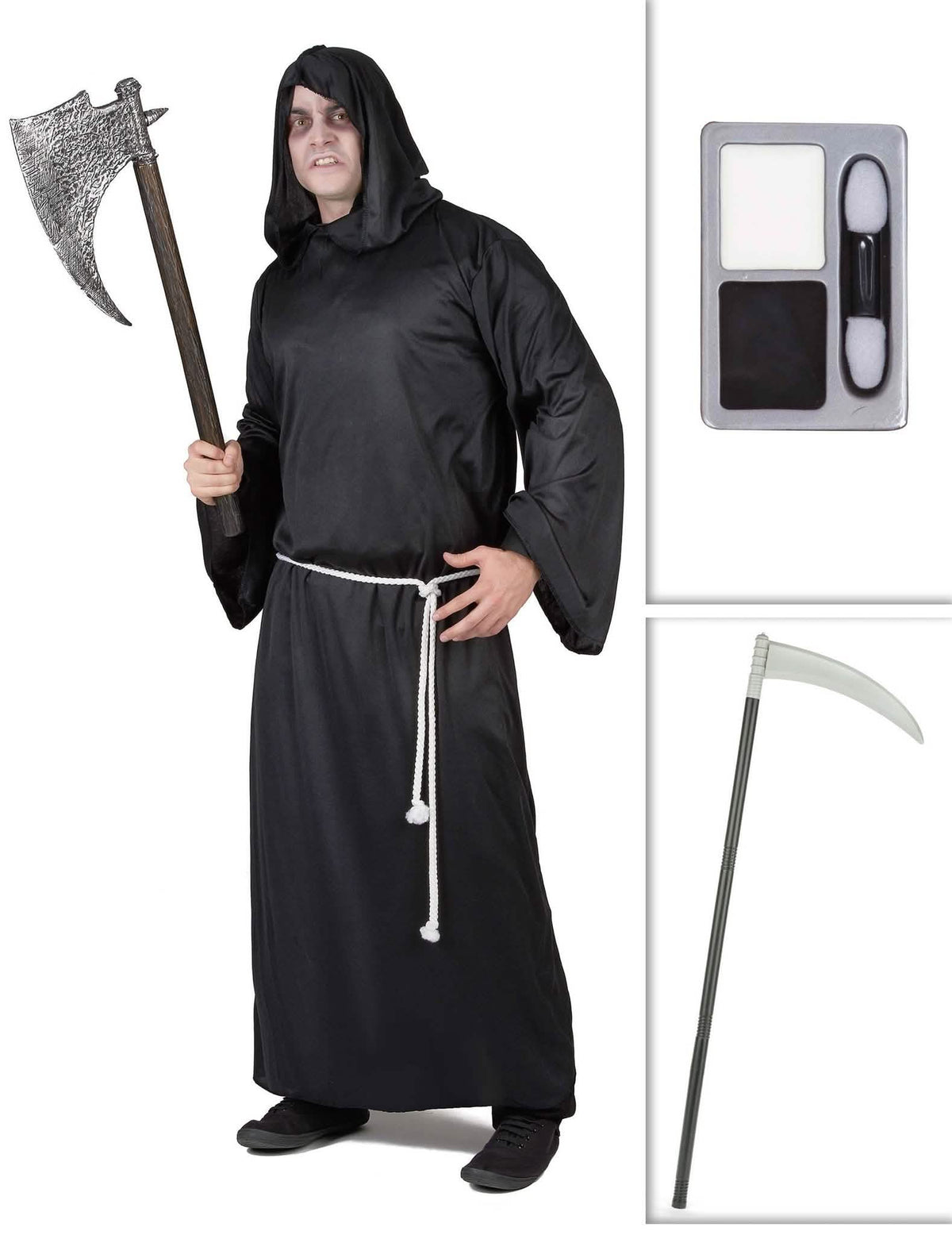 Pachet costum de Cositor cu coasă și machiaj de Halloween