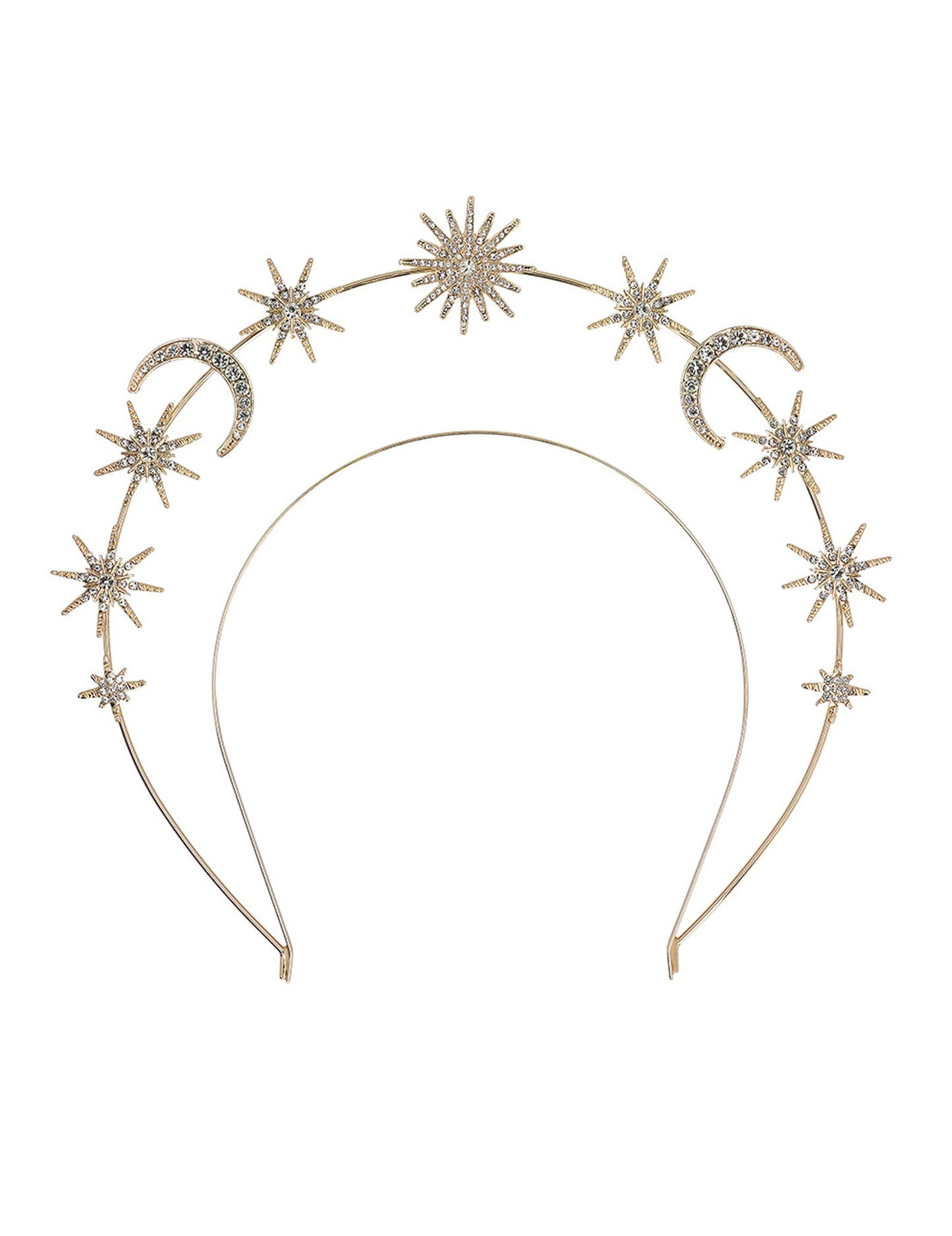Tiare métallique avec soleil, lunes et étoiles