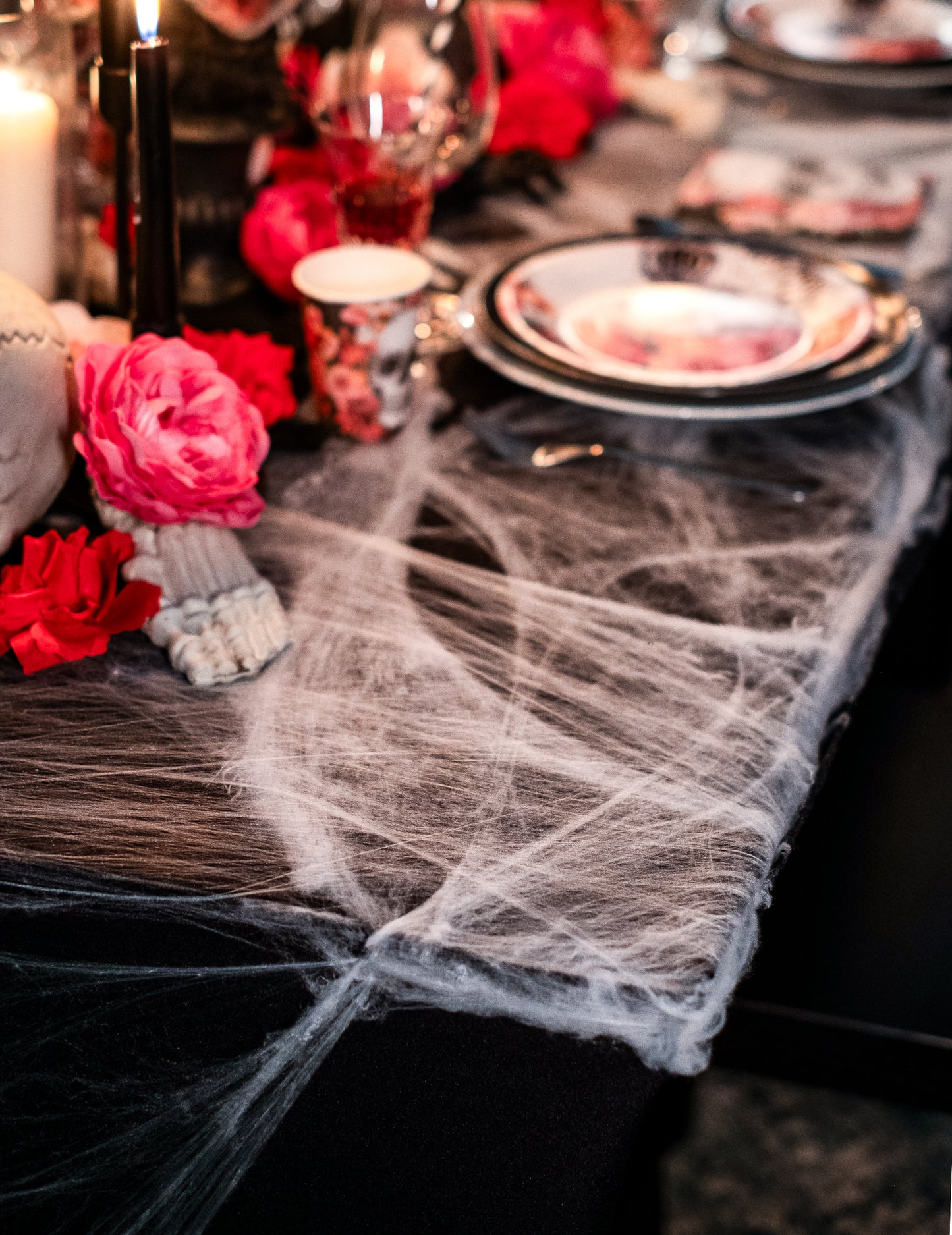 White Spider Web cu păianjeni 100 g Halloween