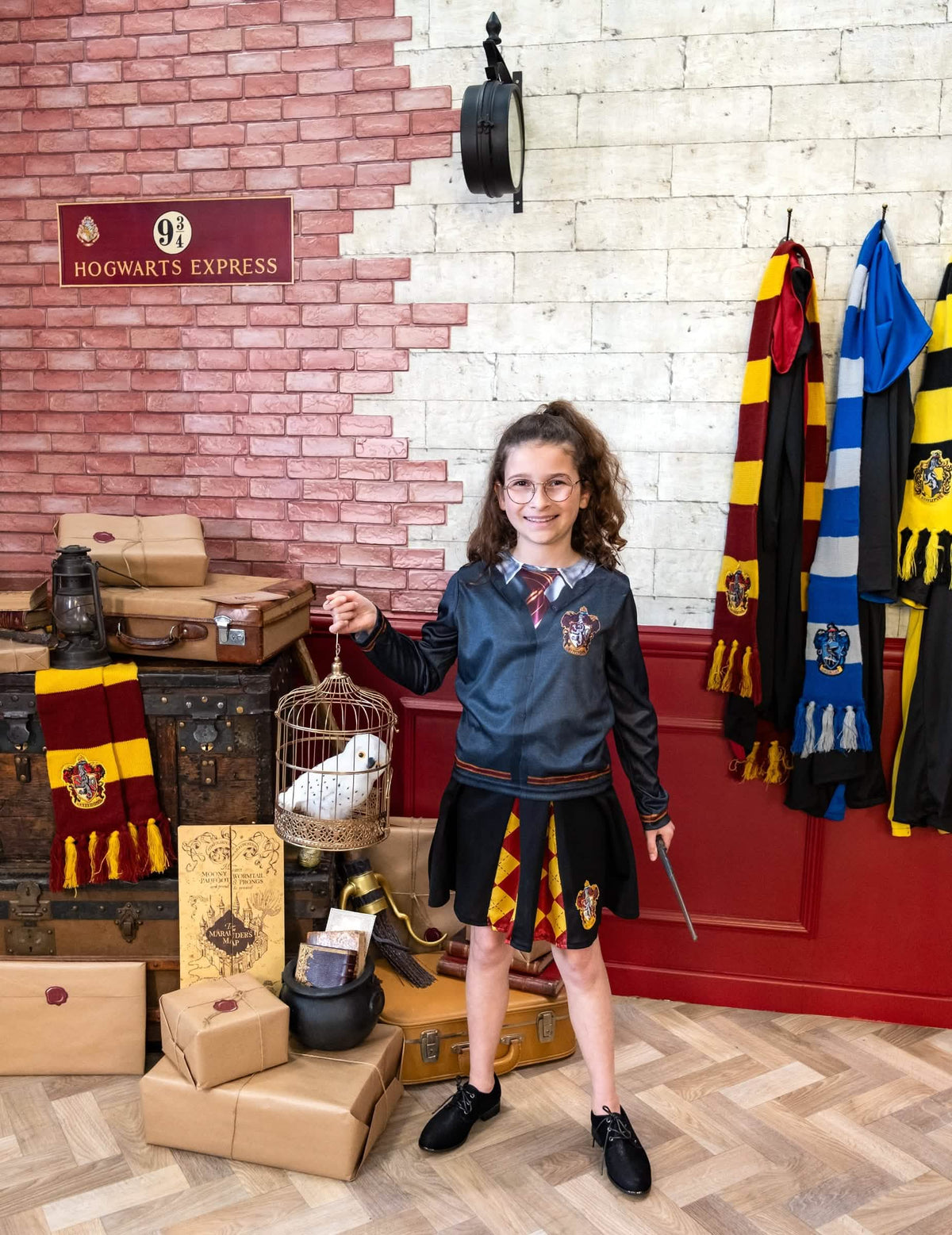 Top cu fustă Gryffondor Harry Potter pentru fată gri și roșu
