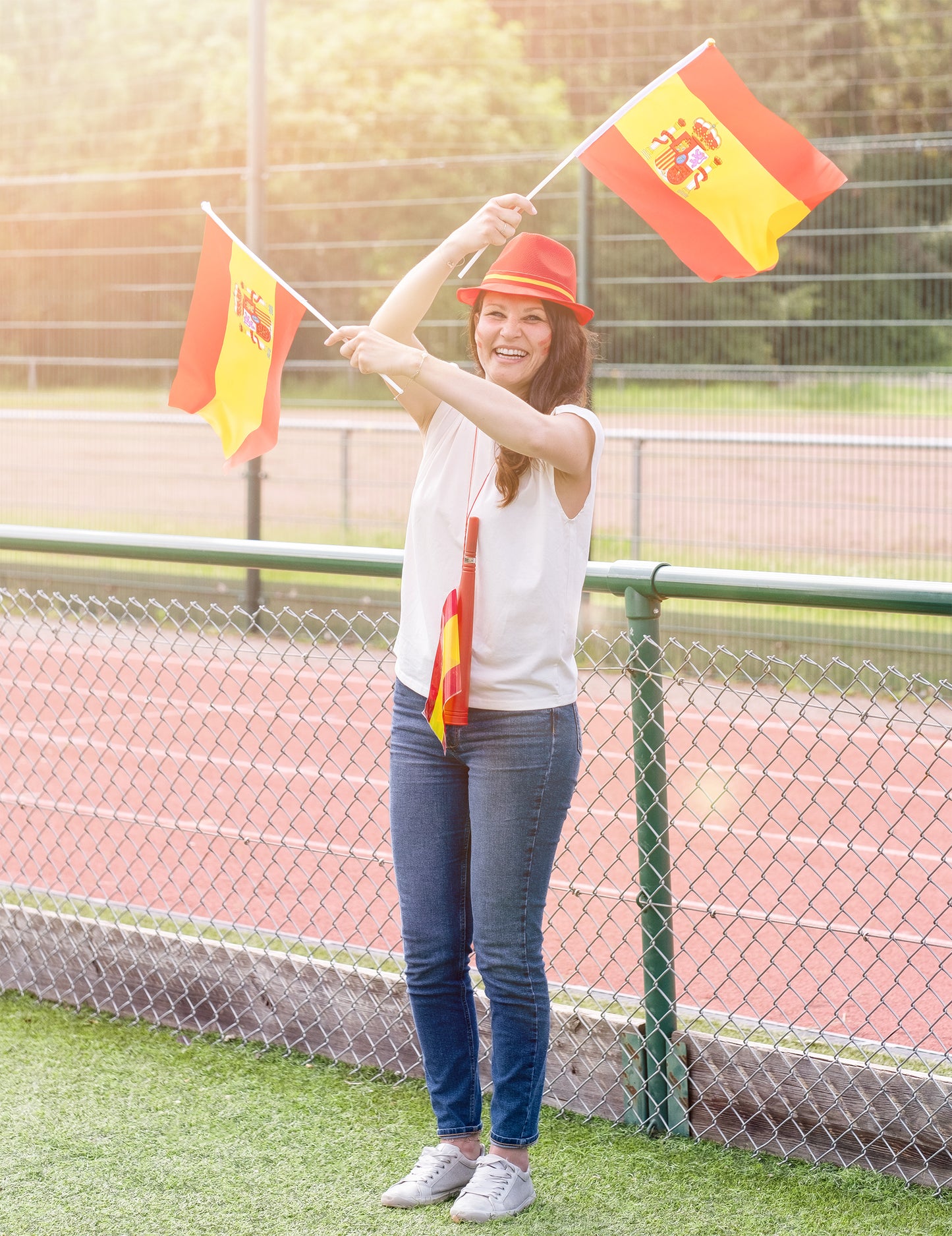 Trompeta de fotbal cu steagul sprijin Spania