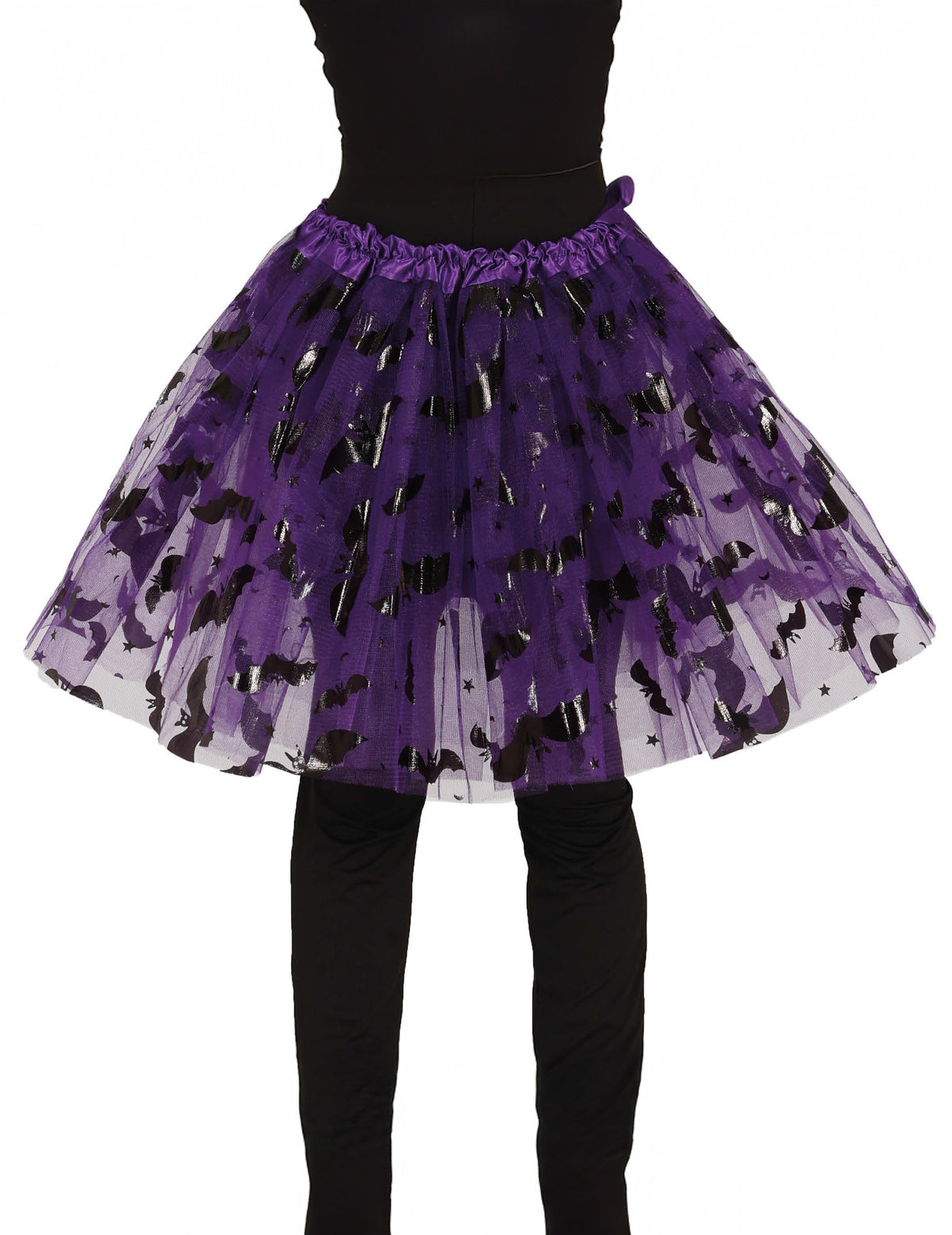 Tutu chauve-souris pour fille violet avec motifs noirs
