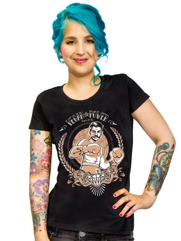 tricouri Vegan Power pentru femeie negru