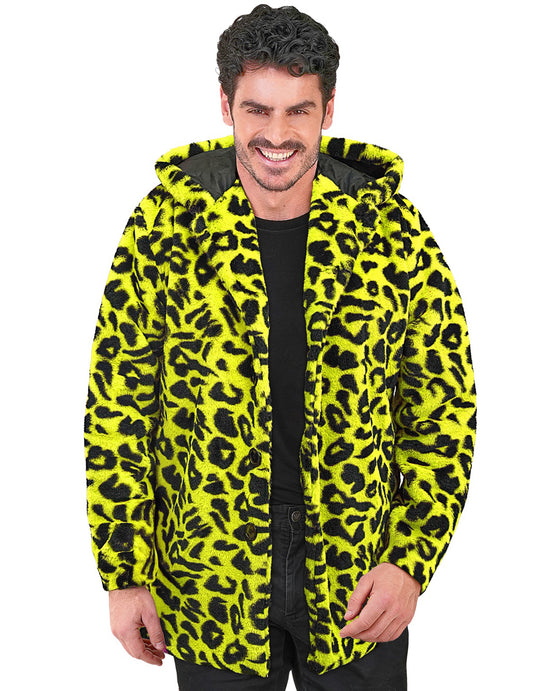 Vue de face de la veste à capuche léopard pour adulte