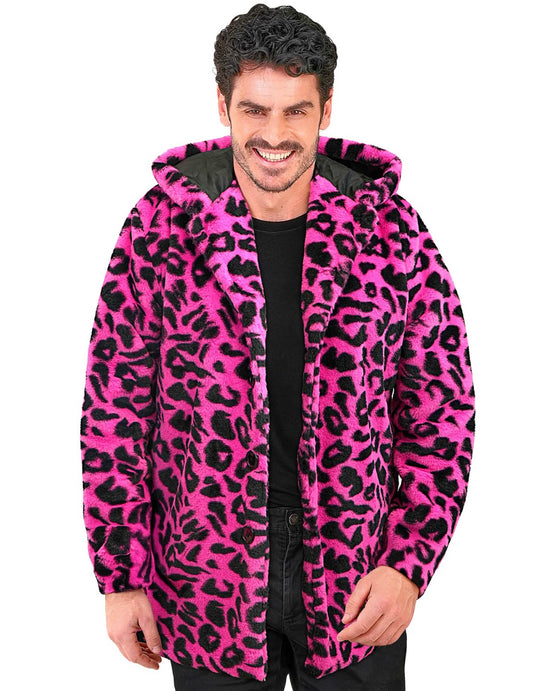 Sacou cu glugă pentru leopard roz pentru adulți