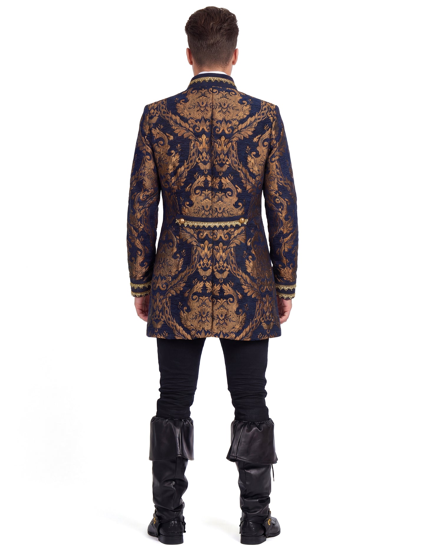 Veste baroque brodée luxe bleue homme