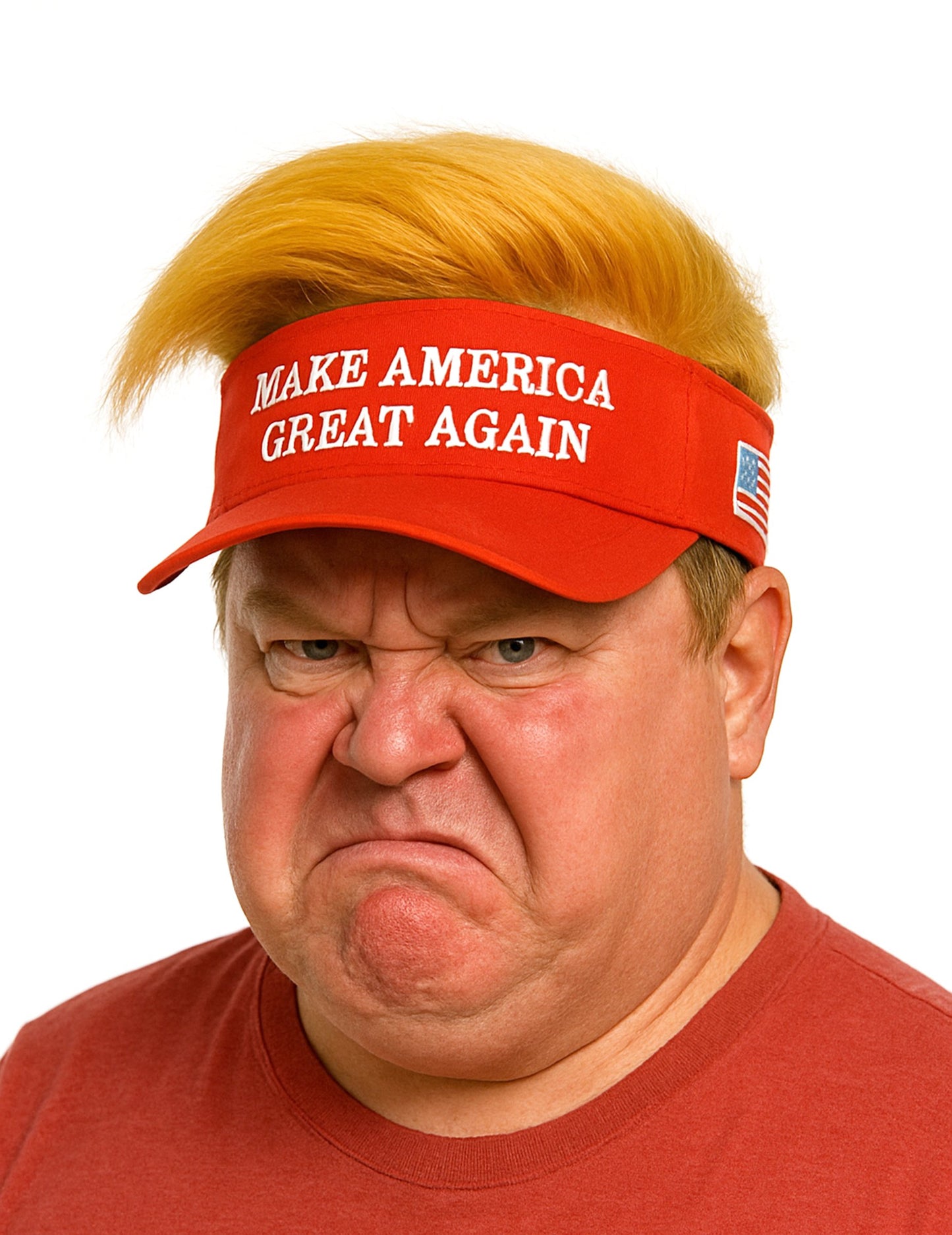 Visière avec cheveux Make America Great Again adulte