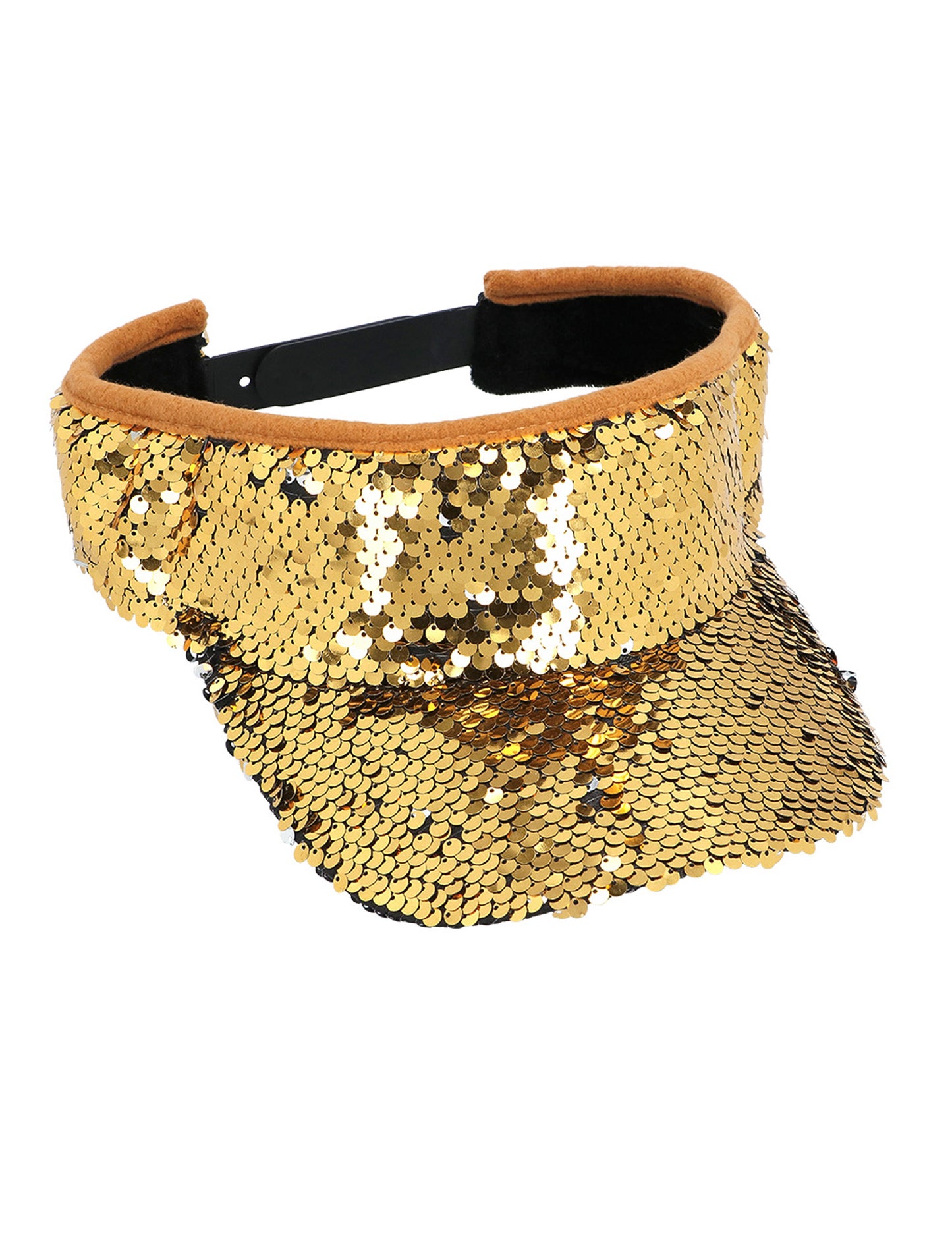Visière dorée à sequins adulte