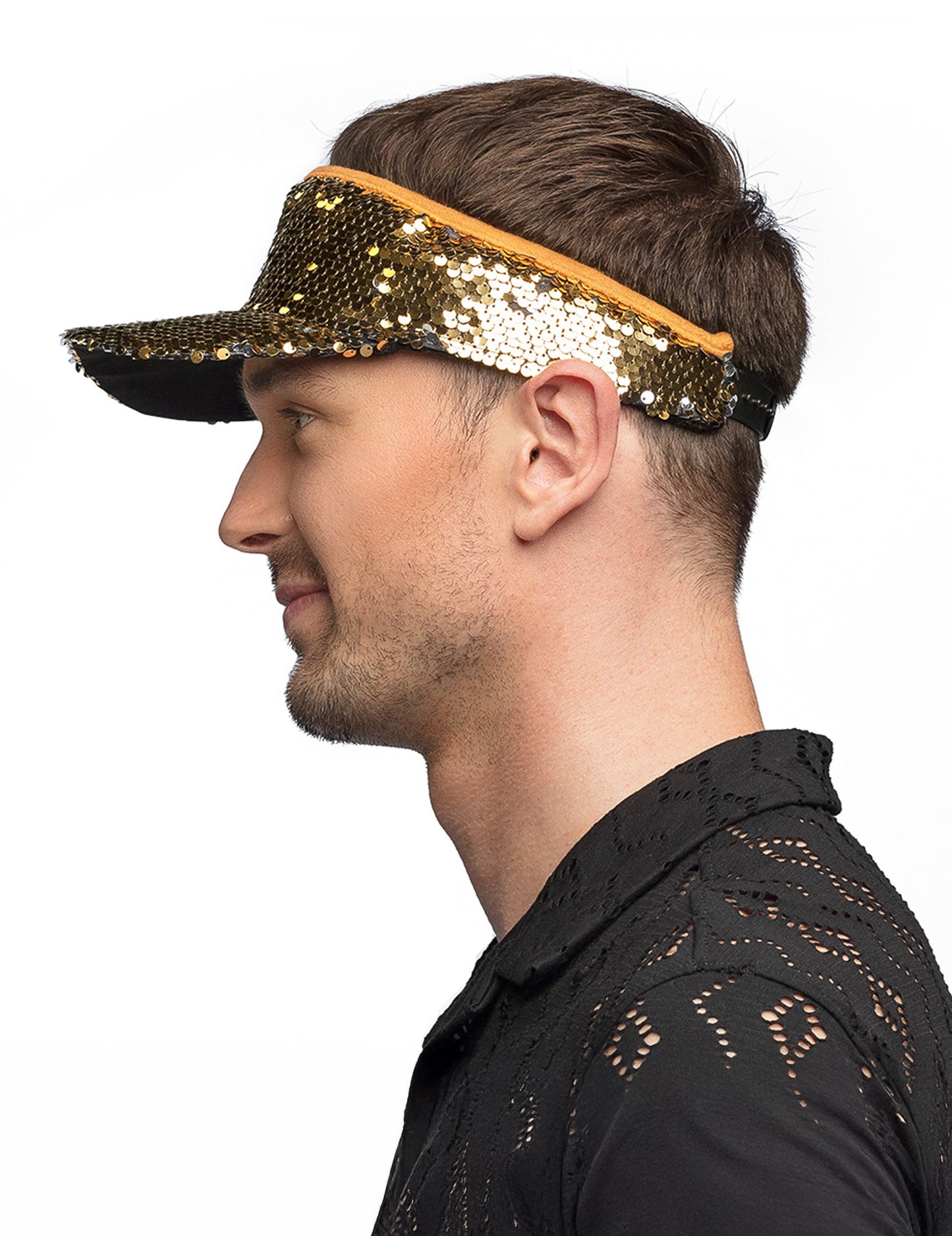 Visière dorée à sequins adulte