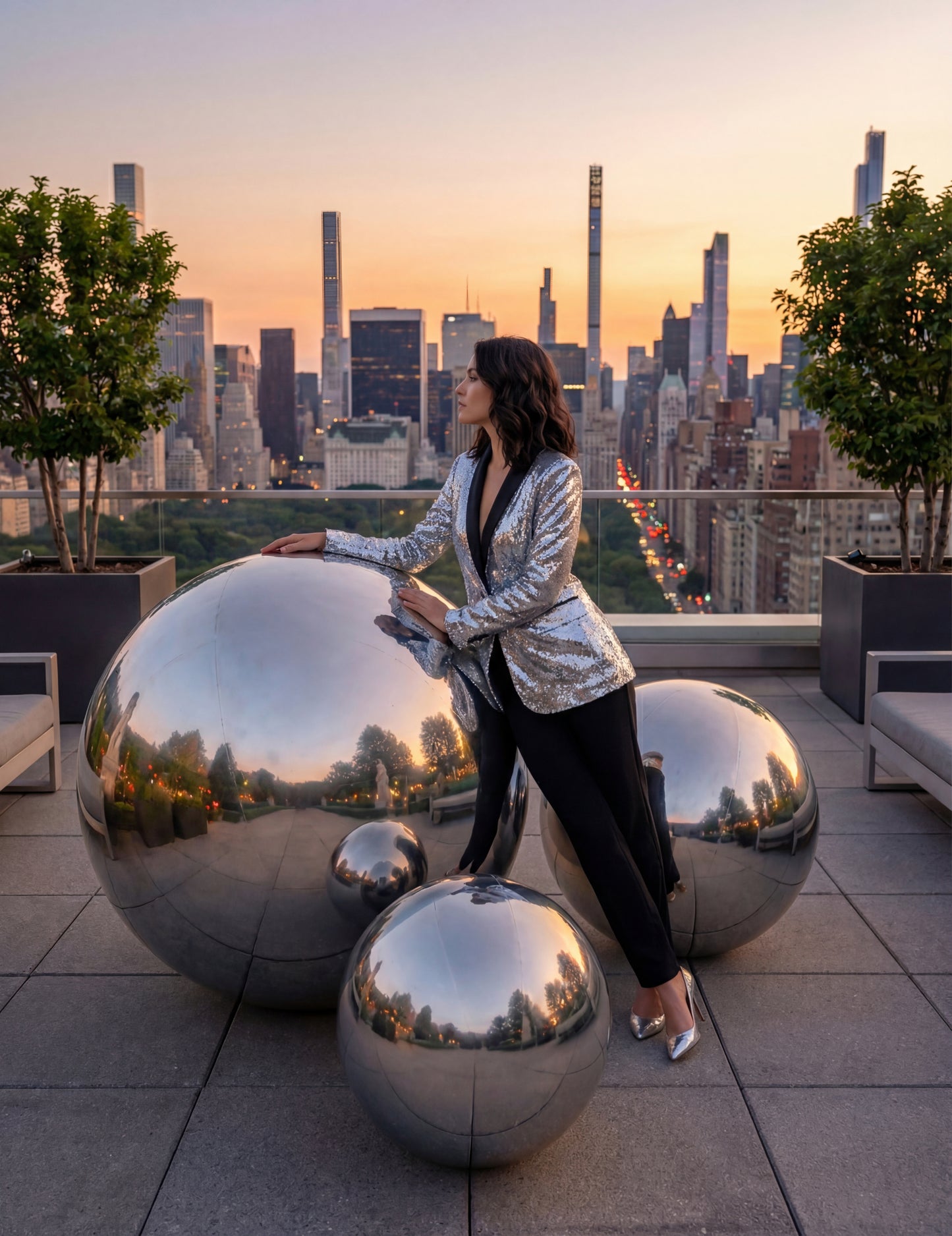 Minge oglindă gonflabilă argintie 60 cm 