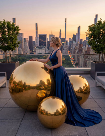 Minge oglindă gonflabilă aurie 120 cm 