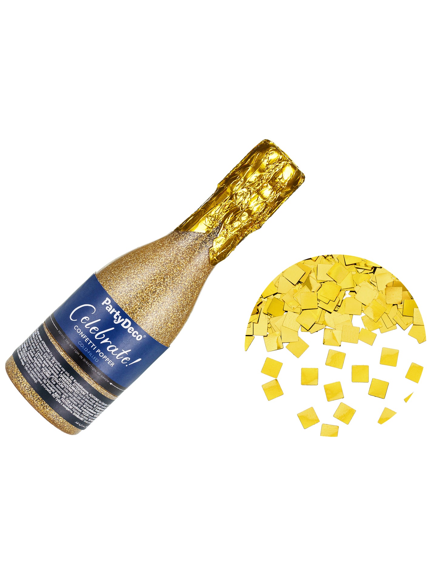 Tun confetti cu șampanie din hârtie metalizată aurie 20,5 cm 