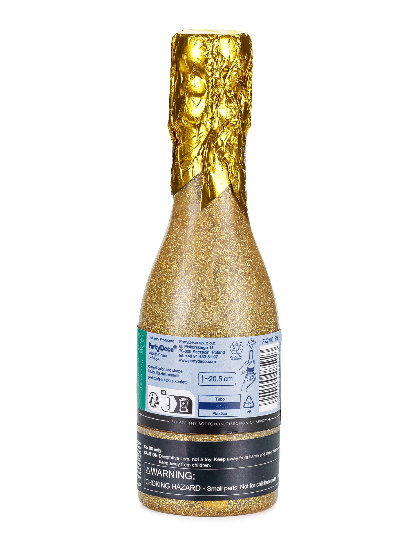 Tun confetti cu șampanie din hârtie metalizată aurie 20,5 cm 