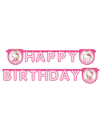 Guirlande Happy Birthday Hello Kitty pour enfant rose