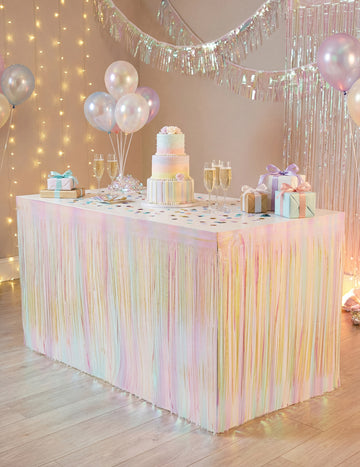 Fustă de masă cu franjuri irizate 300 x 80 cm 