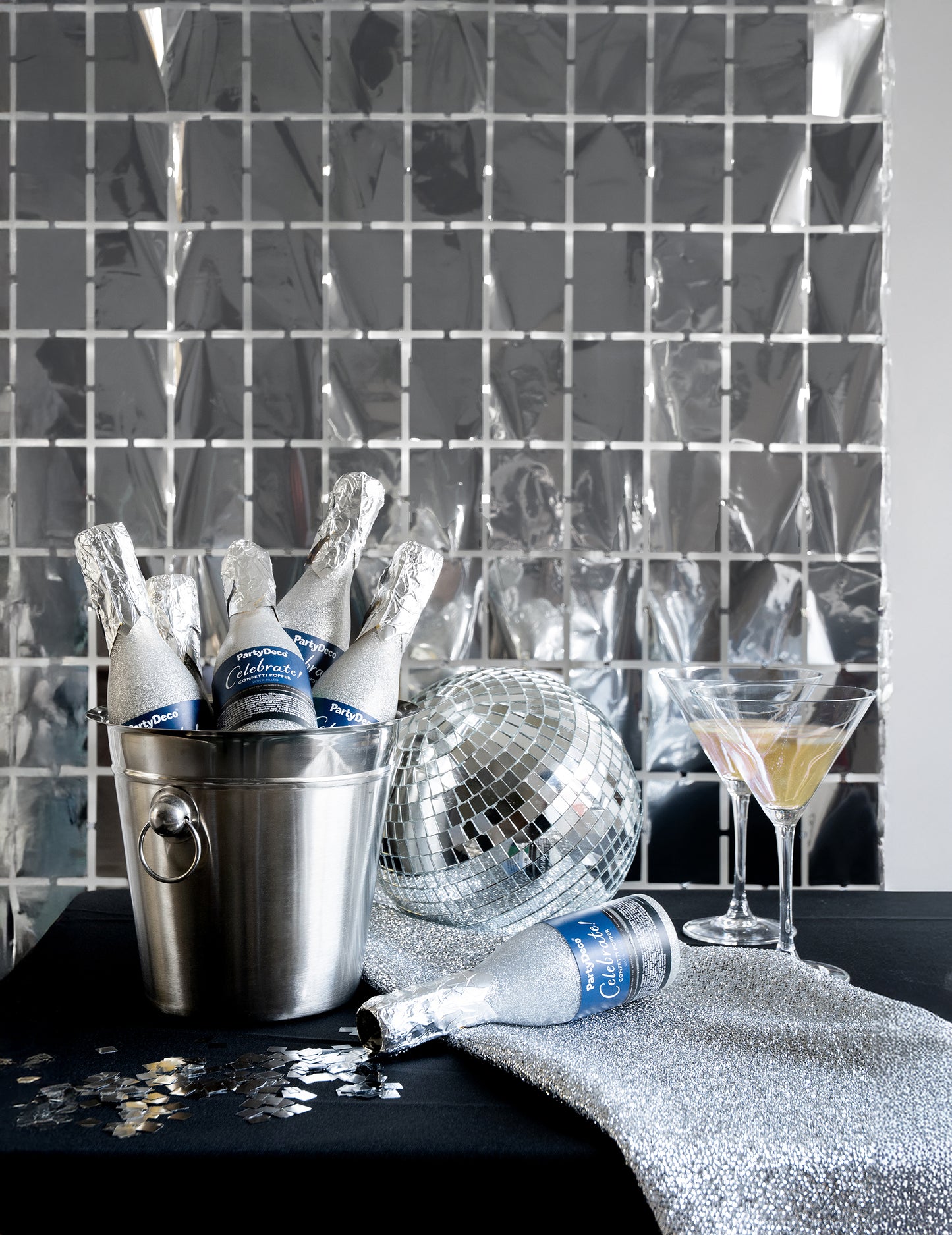 Cortină din pătrate argintii 100 x 200 cm 