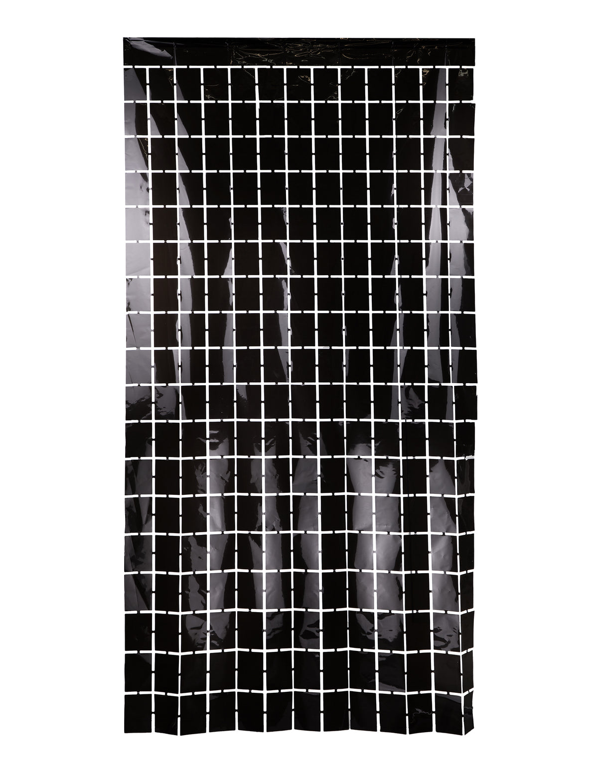 Vue d'ensemble du rideau de carrés noires pour décoration de fête noir brillant