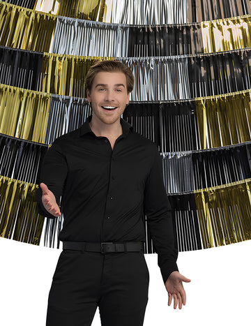 1 fundal 6 ghirlande cu franjuri metalice 150 x 26 cm 