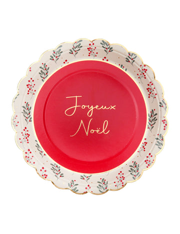 10 farfurii de hârtie cu motive de Crăciun, decorate cu ilex, 23 cm Crăciun fericit