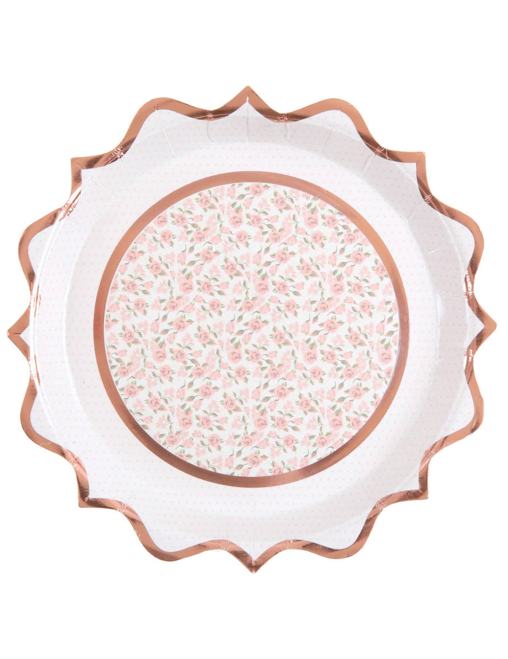 farfurii din carton floral auriu roz chic și romantic