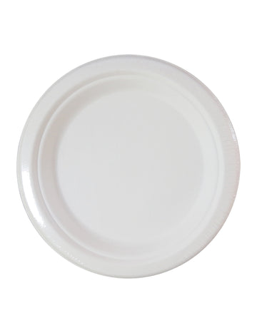 10 assiettes en fibre de canne blanches 23 cm compostables