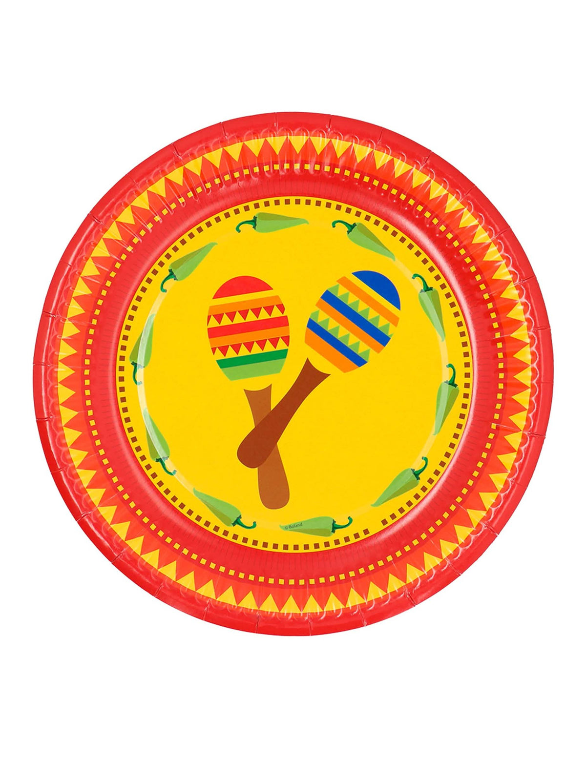 farfurii mexicane pentru petrecere galbene și roșii cu maracas și ardei iuți