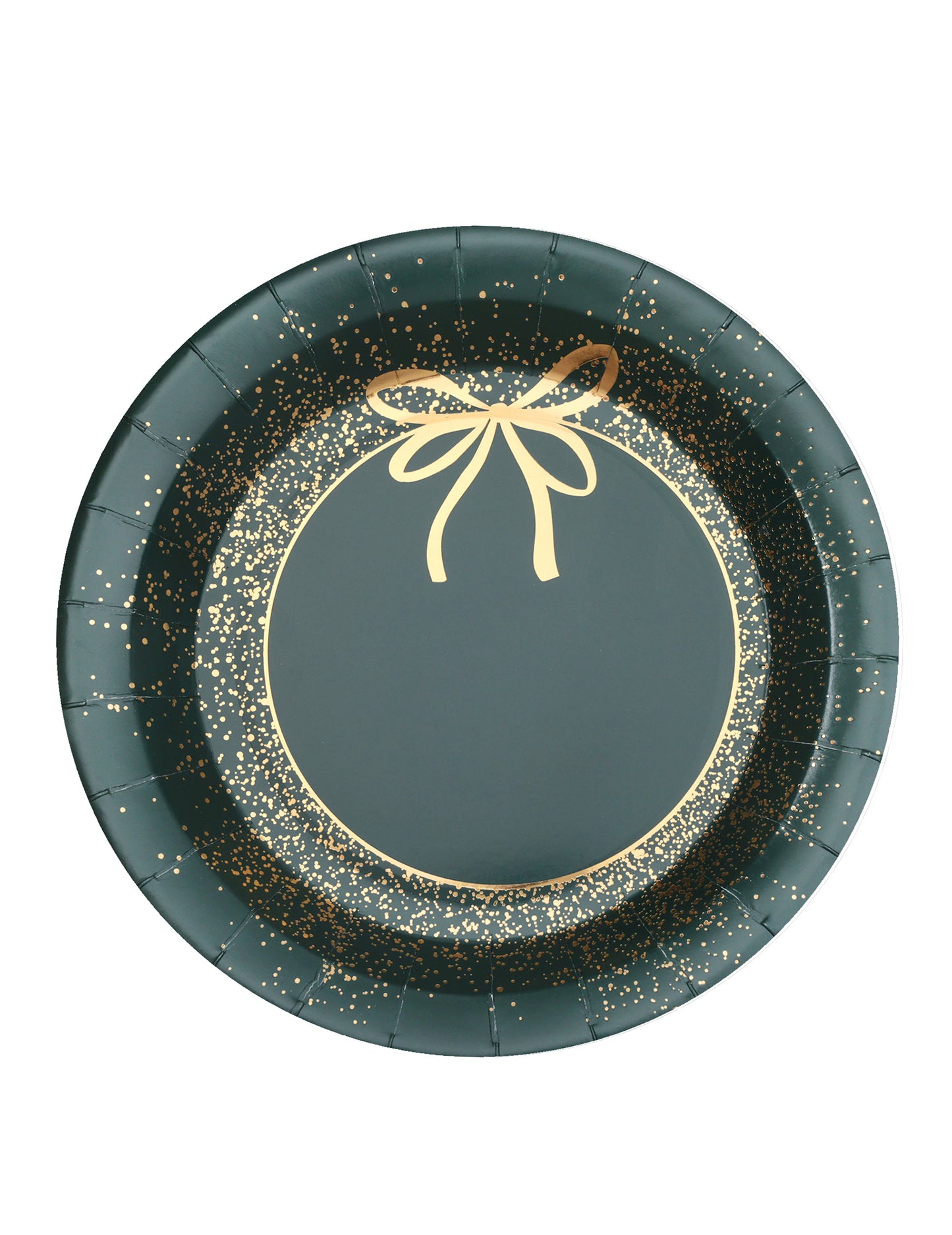 10 farfurii de hârtie de Crăciun verzi și aurii 23 cm design elegant