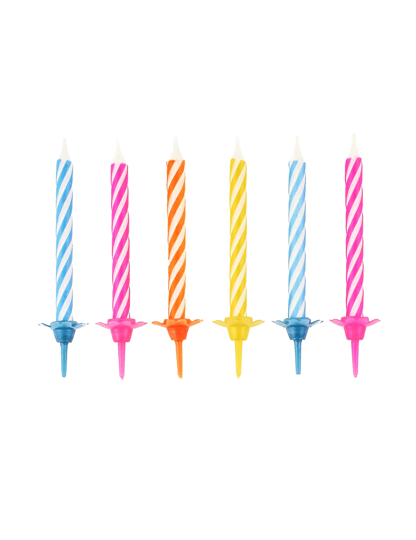 10 bougies d'anniversaire colorées pour fête multicolores avec bobèches et supports