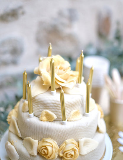 10 lumânări de aniversare de aur metalic 7 cm