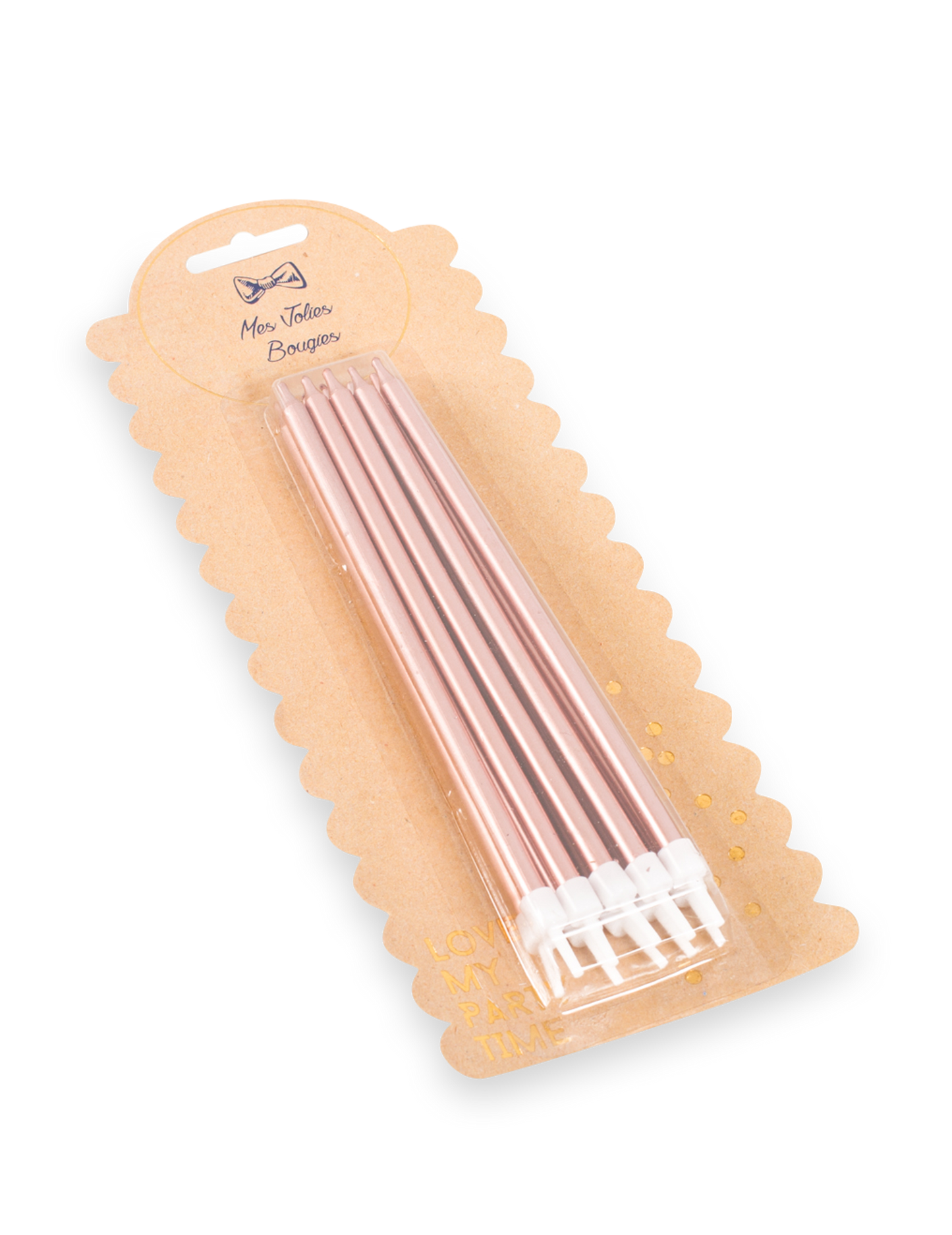 10 bougies géantes d'anniversaire roses gold 15 cm effet métallique