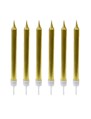 10 lumânări de aniversare de aur metalic 7 cm