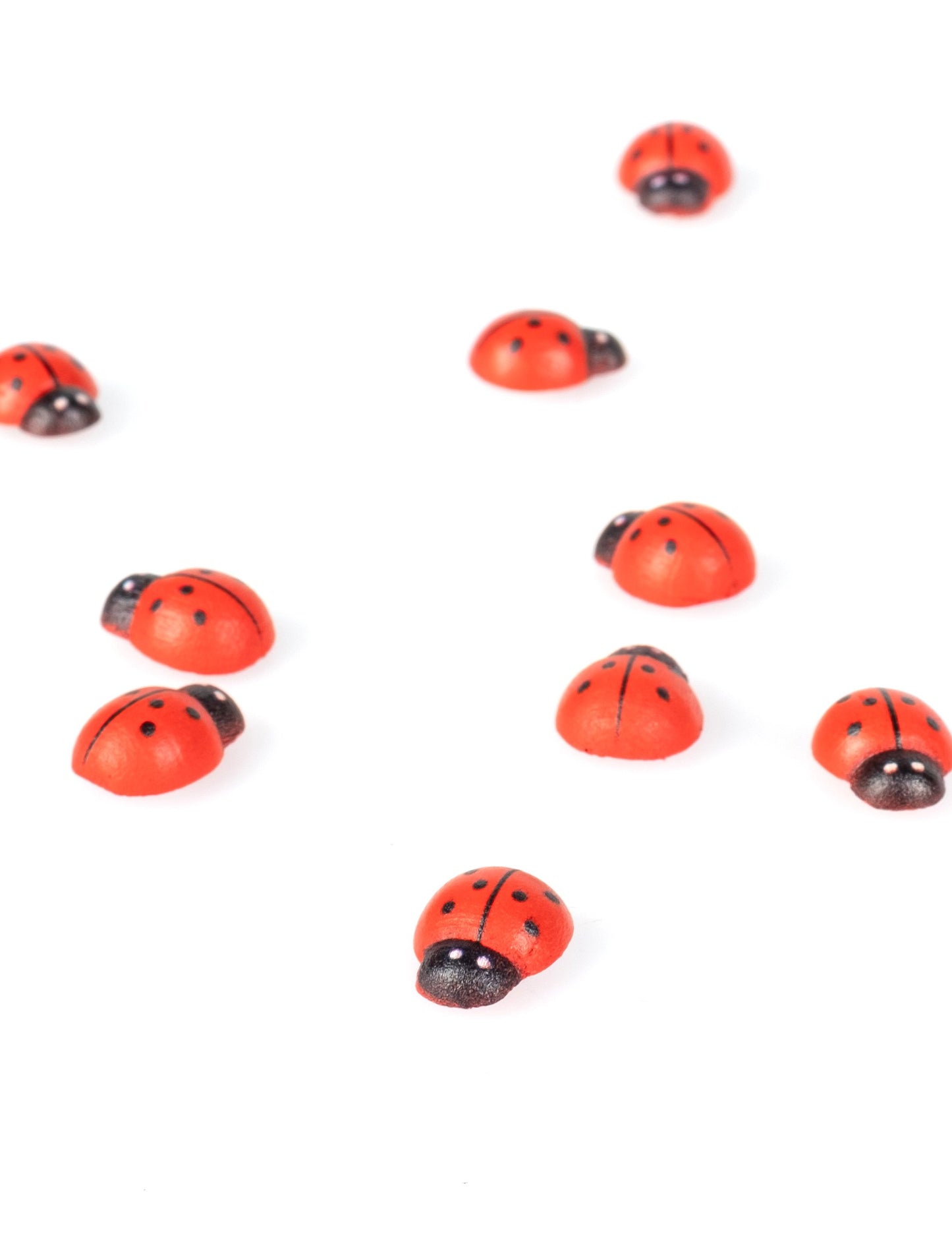 10 buburuze din lemn roșii și negre 1,5 cm pentru decorare 