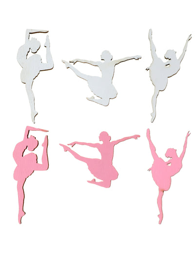Confettis de table en bois ballerine pour décoration rose et blanc