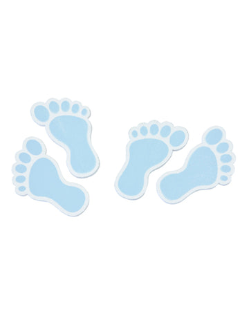 10 confetti din lemn cu model de picioruș albastru pentru petrecerea de baby shower