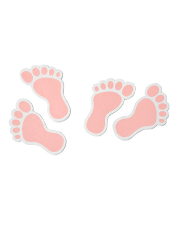 10 confetti roz din lemn pentru piciorușe de bebeluș, pentru petrecerea de baby shower