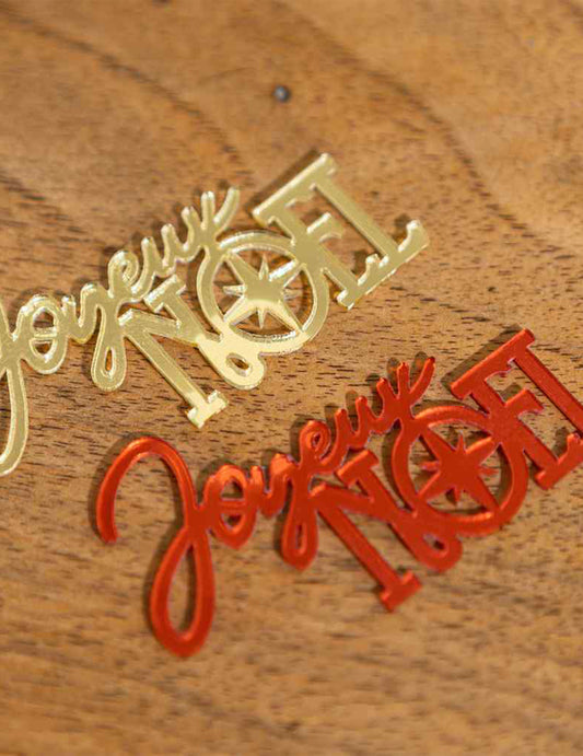 10 confetti Crăciun Fericit roșu și auriu 6,5 x 3,5 cm
