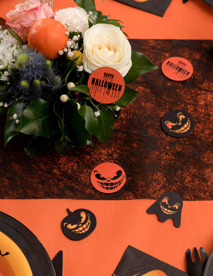 10 decorațiuni de presărat Ghost din lemn negru 5 cm