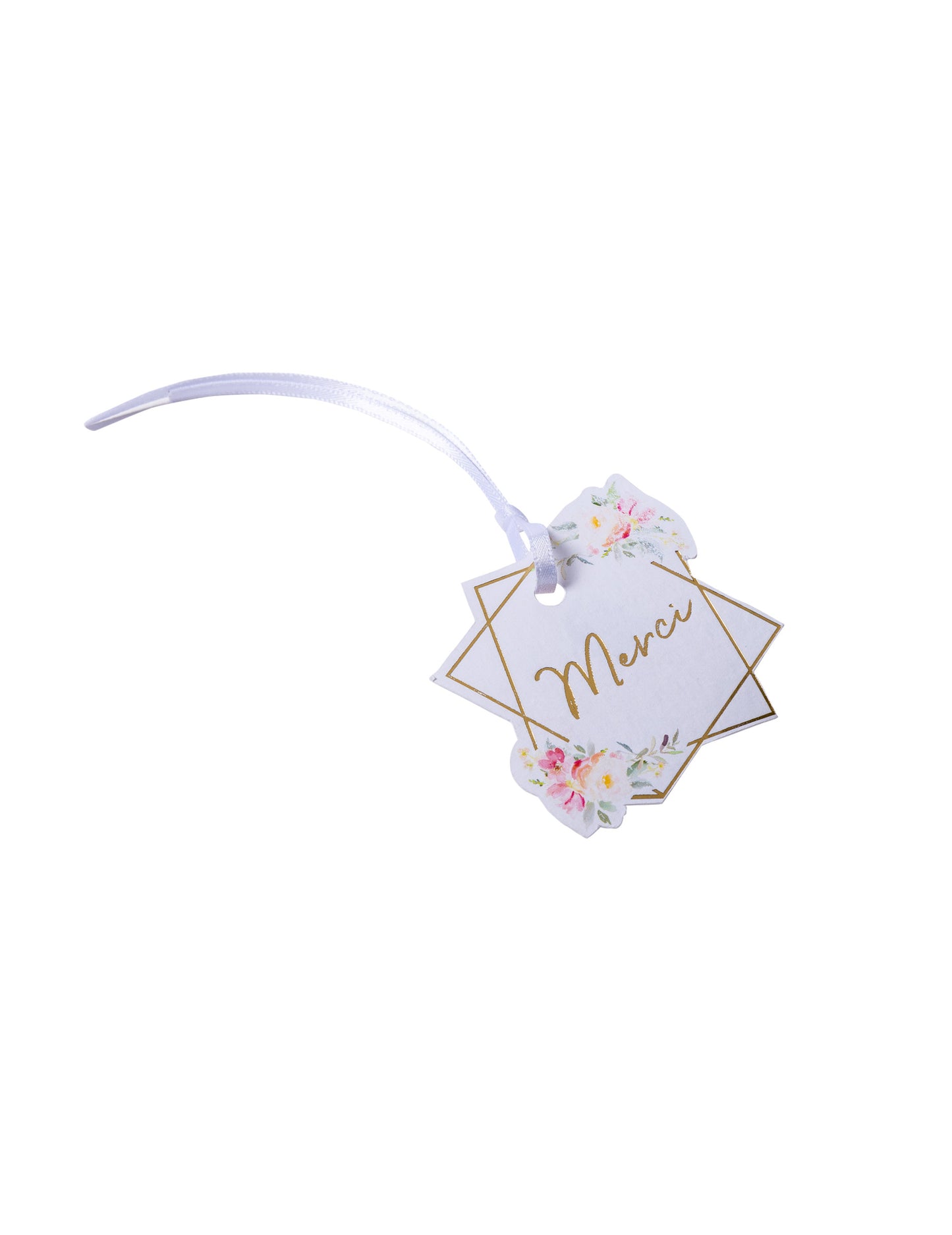 10 etichete pentru felicitări de mulțumire în acuarelă, cu folie aurie și panglică de satin, 5,5 x 5,2 cm cm model floral