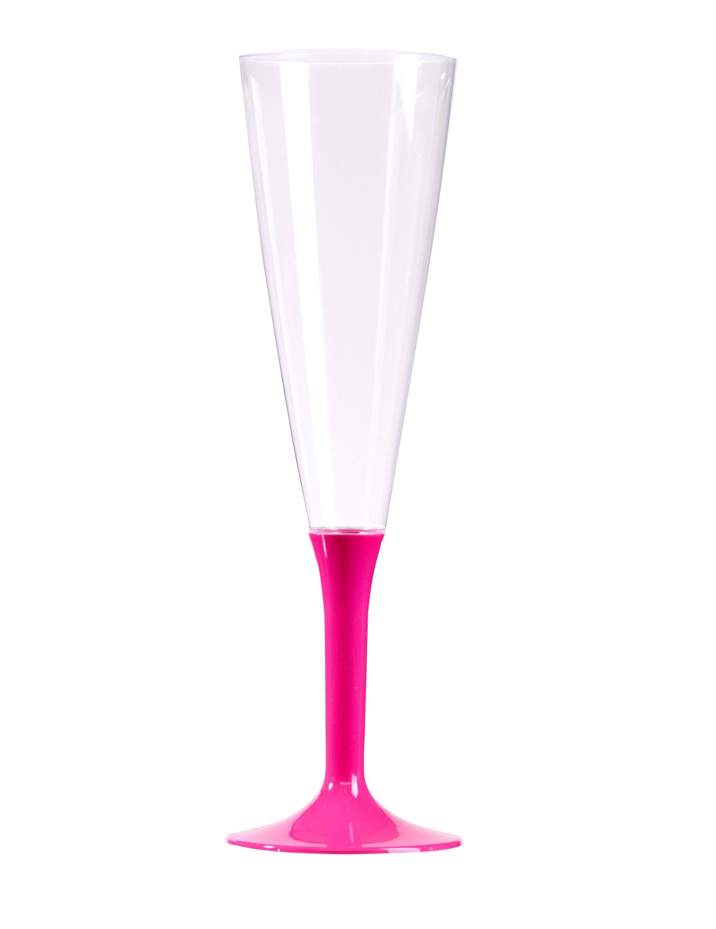 10 pahare de șampanie cu picior fuchsia, 150 ml, plastic