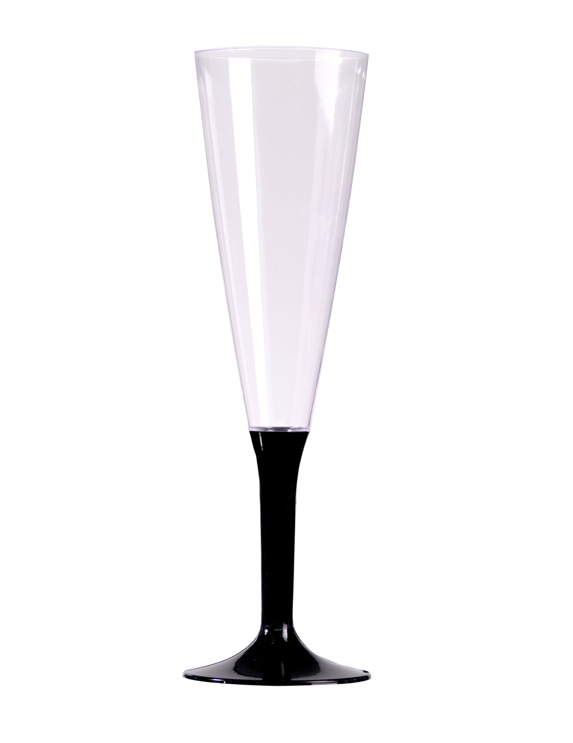 Flûte à champagne pour fête transparente avec pied noir