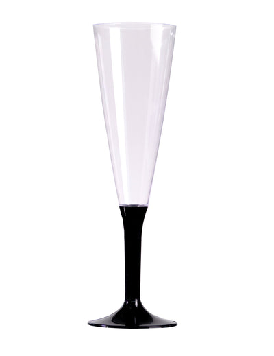 Flûte à champagne pour fête transparente avec pied noir